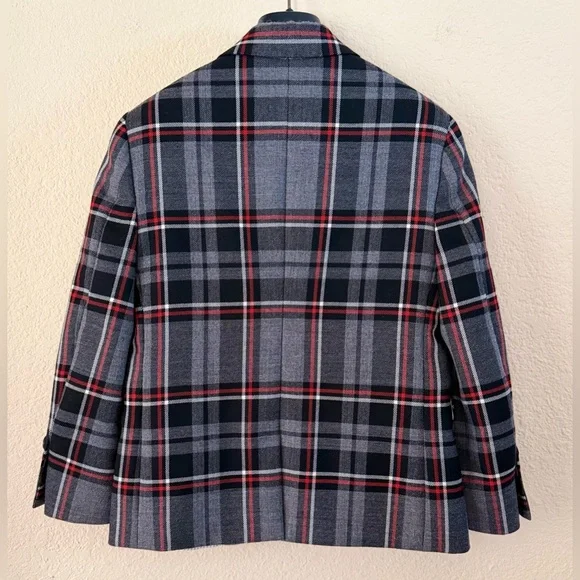 Brooks Brothers Boys Two-Button Charcoal Plaid Wool Suit Jacket - Size 6 - Picture 6 of 7